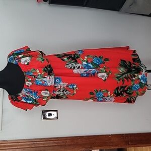 Vince Camuto Red Floral Off the Shoulder Dress